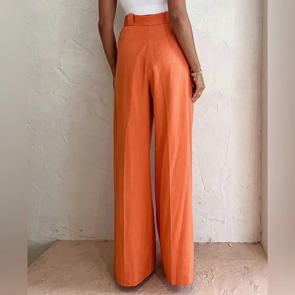 Vitamin C Linen Cotton Wide Leg Pants - Picture 3 of 4